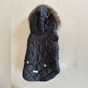Dog Quilted Black Jacket with Hood by Barkeley and Finn